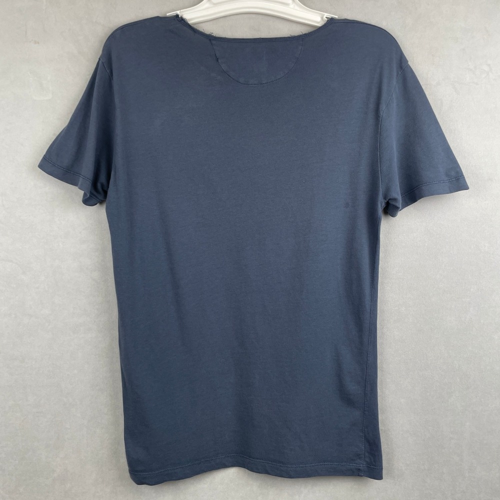 Zara Essentials Deluxe Cotton T-Shirt Wmn M Slate Blue Chic Raw Neck Portugal - Picture 2 of 8